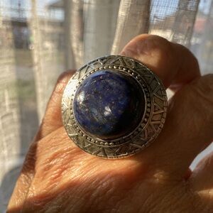 Vintage Silpada 925 Sterling Silver Lapis Lazuli Statement Ring — Size 8